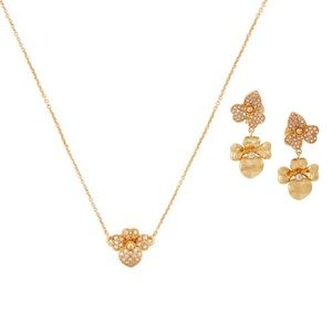 KATE SPADE • Gold Precious Pansy Necklace Earrings Set